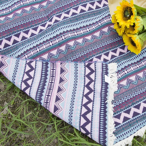 Bohemian Retro Geometric Woven Picnic Mat With Tassels Outdoor Camping Moisture Proof Blanket Poly Cotton Home Decor Mat