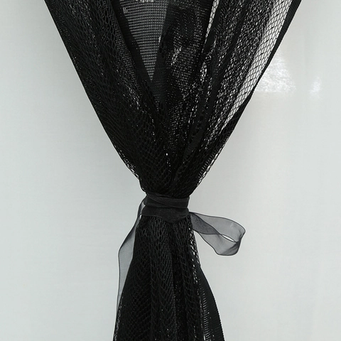 Zwart Kant Halloween Deurgordijn Skelet Vleermuis Spinnenweb Patroon Polyester Mesh Gothic Feest Decoratie Voor Thuis