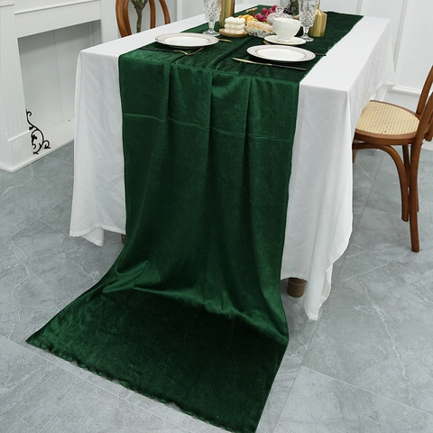 Samt Tischläufer Einfarbig Wellenkante Luxus Hochzeit Feiertag Party Esstisch Dekoration Nordischer Stil Elegant