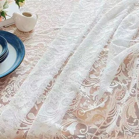 French Vintage Floral Lace Tablecloth Rectangular Hollow Out Elegant Wedding Party Dining Tea Table Decor Table Cover