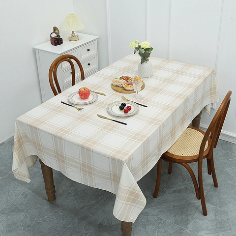 Tovaglia A Quadri Nordica Rettangolare Misto Cotone Lino Impermeabile Resistente Al Calore Minimalista