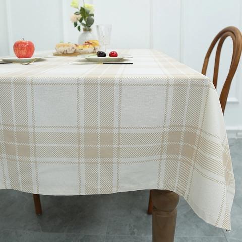 Tovaglia A Quadri Nordica Rettangolare Misto Cotone Lino Impermeabile Resistente Al Calore Minimalista