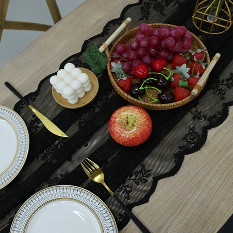 Eleganter Spitzen Tischläufer Mit Blumenstickerei Und Hohlraumdesign Für Esstisch Hochzeit Party Zuhause Deko