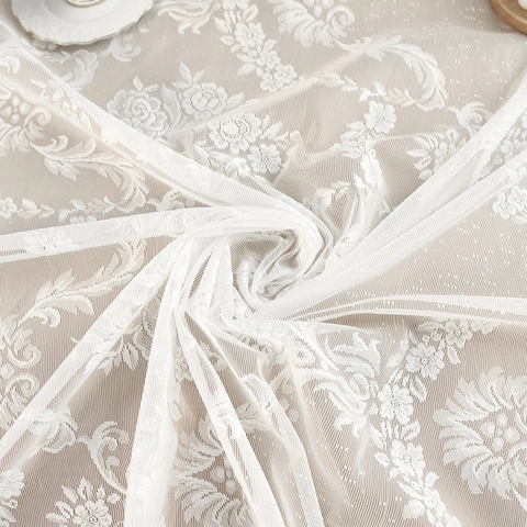 French Romantic Lace Tablecloth With Tassel Rectangular Floral Jacquard Table Cover For Dining Wedding Party Home Decor