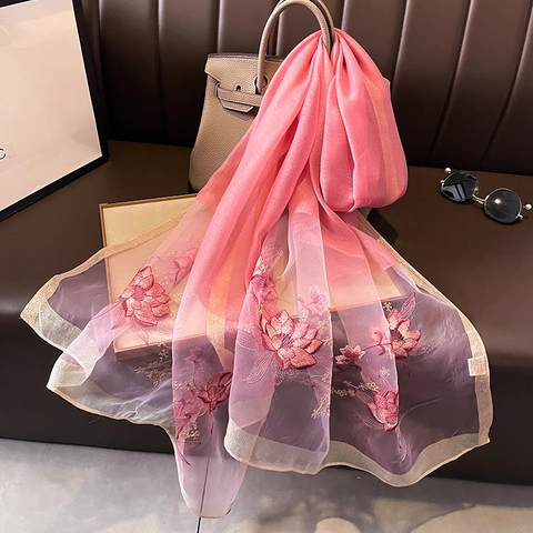 Elegante Damen Maulbeerseidenmischung Stickerei Blumen Schal Luxus Warme Stola Lange Pashmina Für Winter Hochzeit Bankett