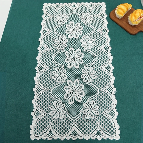 Spitzen Tischset Polyester Ausgehöhlt Blumenstickerei Wellenrand Nordischer Stil Platzdeckchen Für Zuhause Elegant