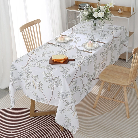 Tischdecke Im Nordischen Stil Mit Vogel Und Blattdruck Polyester Rechteckig Staubdicht Dekorativ Für Zuhause Esszimmer Couchtisch