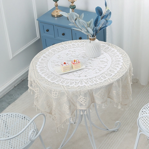 Modern Minimalist White Lace Floral Placemats Hollow Out Polyester Table Mats For Home Wedding Party Decor Tableware Accessories