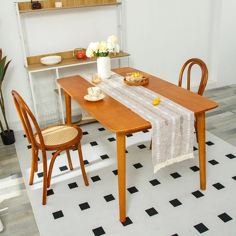 Modern Nordic Striped Table Runner With Tassels Woven Geometric Pattern Decorative Table Cloth For Dining Room Home Decor
