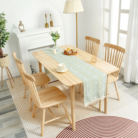 Camino De Table Estilo Nórdico Poliéster Rayas Patrón Geométrico Con Borlas Para Decoración De Mesa De Comedor Vintage