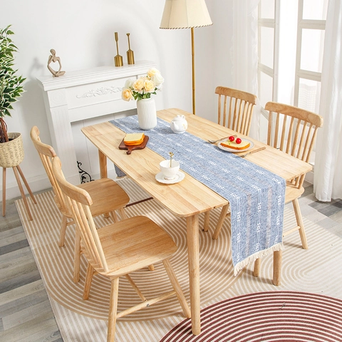 Runner da Tavolo in Poliestere a Righe Moderno Con Frange Motivo Geometrico Nordico per Sala da Pranzo Tavolo da Tè Casa