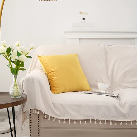 Solid Color Velvet Cushion Cover Square Soft Decorative Pillowcase For Sofa Bed Living Room Modern Minimalist