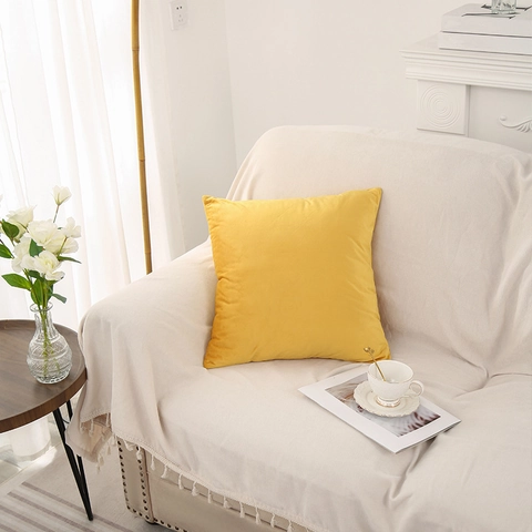 Solid Color Velvet Cushion Cover Square Soft Decorative Pillowcase For Sofa Bed Living Room Modern Minimalist