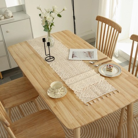 Runner Da Tavolo In Pizzo Vintage Uncinetto Cavo Motivo Floreale Con Nappine Per Sala Da Pranzo Arredo Boho