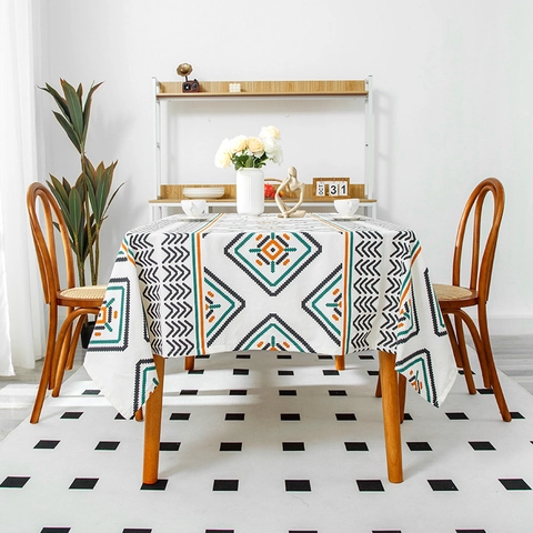 Bohemische Geometrische Tischdecke Und Vorhänge Polyester Ethnische Raute Muster Ölbeständig Staubdicht Home Decoration