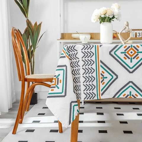Bohemische Geometrische Tischdecke Und Vorhänge Polyester Ethnische Raute Muster Ölbeständig Staubdicht Home Decoration