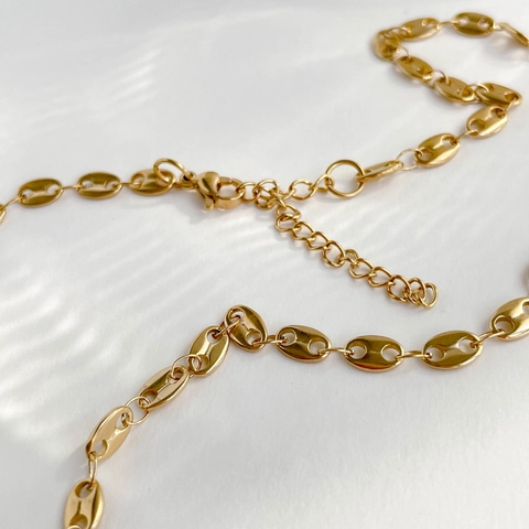 Titanium Steel Mariner Link Necklace Gold Silver Bicolor Stitching Geometric Hip Hop Minimalist Jewelry For Women