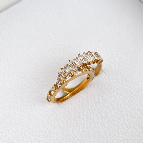 Bague En Acier Inoxydable Plaqué Or Zircon Géométrique Minimaliste Pour Femmes Bijoux De Mode Empilables Style Luxe