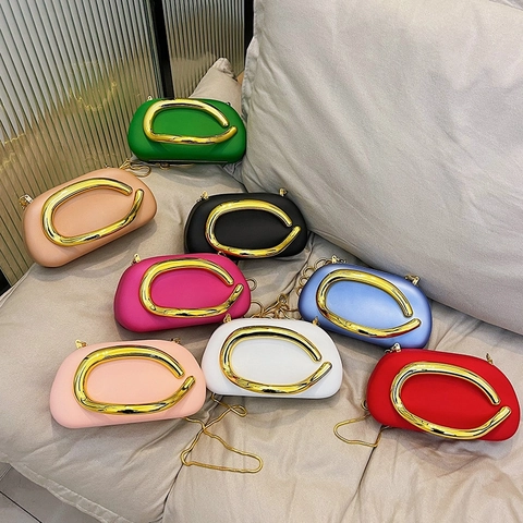 Minimalistische Acryl Box Abend Clutch Tasche Mit Metallkette Und C-Förmigem Griff Tragbare Umhängetasche Für Damen Party