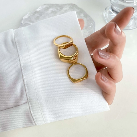 Anillo Geométrico de Acero Inoxidable Minimalista para Mujer Chapado en Oro Corte de Rombo Irregular Joyería de Acero de Titanio