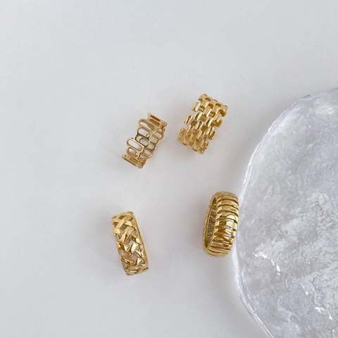 Anelli In Acciaio Al Titanio Intrecciati Cavi Placcati Oro Anelli Sovrapponibili Geometrici Moda Minimalista Gioielli Donna