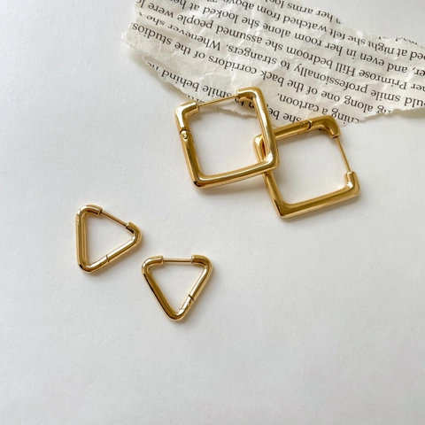 Orecchini A Cerchio Geometrici In Acciaio Al Titanio Placcato Oro Minimalista Triangolo Quadrato Forma Gioielli Stile Moderno Da Donna