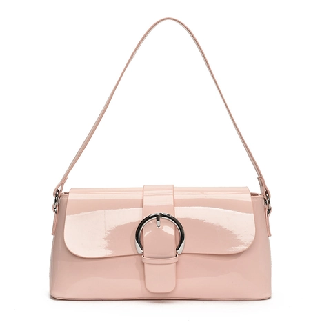 Französische Vintage Lackleder Achseltasche Für Damen Minimalistische Umhängetasche Mit Metallschnalle Tägliche Baguette