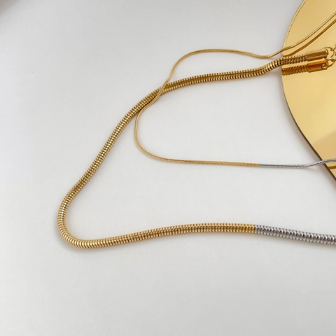 Collana A Catena In Osso Di Serpente Bicolore Oro E Argento Minimalista In Acciaio Al Titanio Catena Da Clavicola Donna