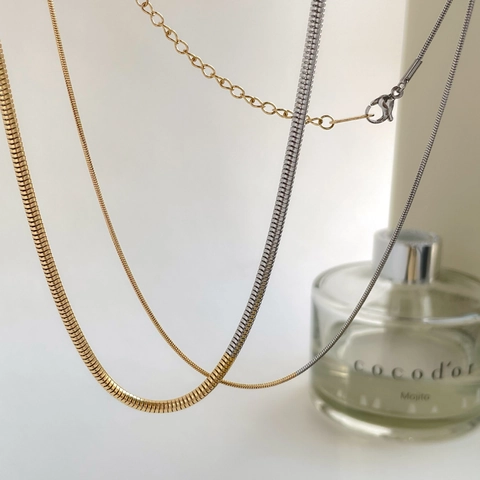 Collana A Catena In Osso Di Serpente Bicolore Oro E Argento Minimalista In Acciaio Al Titanio Catena Da Clavicola Donna