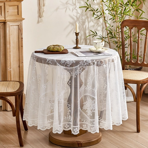 Französische Pastorale Spitze Tischdecke Durchbrochene Florale Dekorative Tischabdeckung Für Esszimmer Couchtisch Vintage Stil