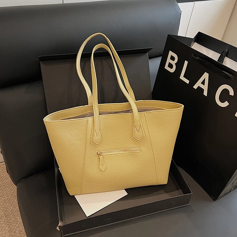 Sac Cabas Femme Grande Capacité en Cuir PU Galet Sac à Épaule Rétro Décontracté pour Trajet Main Mode Polyvalent Travail