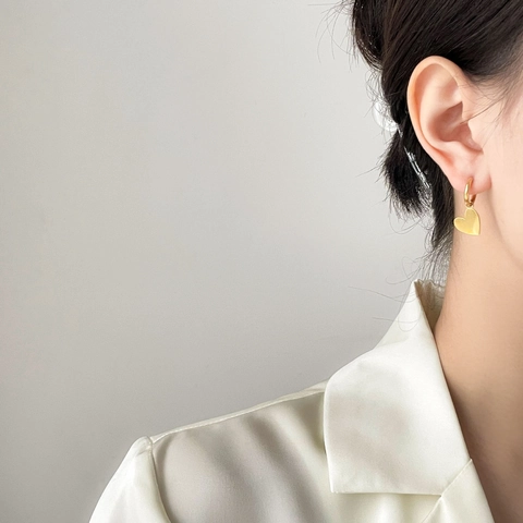 Minimalist Heart And Rectangle Hoop Earrings Stainless Steel Gold Plated Vintage Sunburst Geometric Jewelry For Women