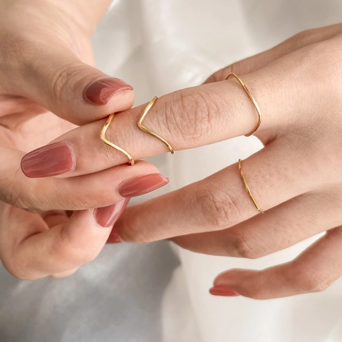 Minimalist Titanium Steel Geometric Rings For Women Vintage Octagon Square Pointed Stackable Jewelry