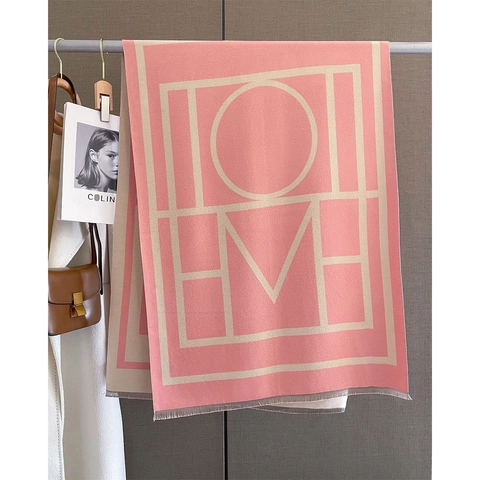 Sciarpa Scialle Con Lettere Geometriche Donna Inverno Spesso Caldo Imitazione Cashmere Doppia Faccia Nappa Accessorio Moda