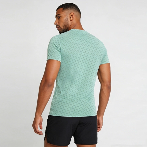 Camiseta Deportiva de Hombre Secado Rápido Transpirable Poliéster Elastano Estampado Geométrico Reflectante Manga Corta