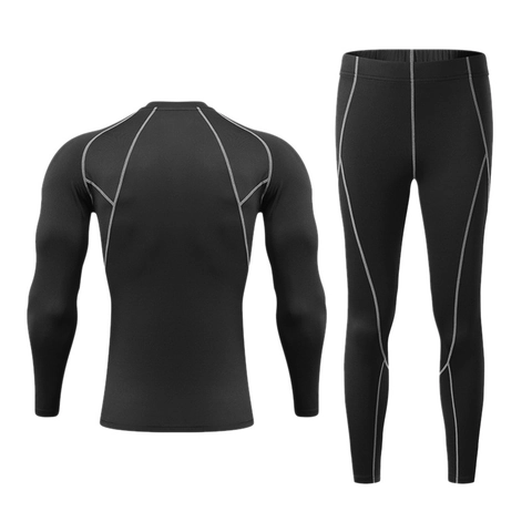 Men Compression Sports Suit Long Sleeve Top And Pants Polyester Spandex Quick Dry Breathable Gym Fitness Running Elastic