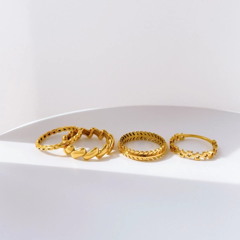 Minimalistische Edelstahlringe Hohle Sterne Olivenblatt Kettendesign Trendiger Schmuck Für Damen