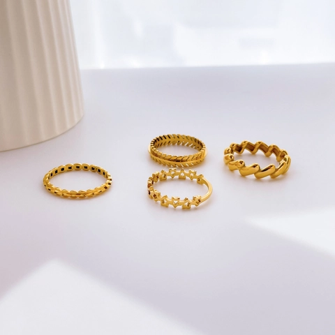 Minimalistische Edelstahlringe Hohle Sterne Olivenblatt Kettendesign Trendiger Schmuck Für Damen