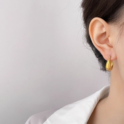 Orecchini A Cerchio A Forma Di U Acciaio Inossidabile Filettato Cavo Geometrico Mezzaluna Minimalista Gioielli Per Donna