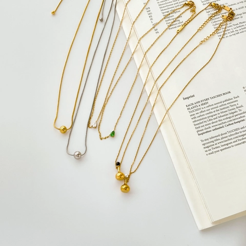 Collier En Acier Titane Minimaliste Pendentif Zircon Goutte Chaîne Serpent Ajustable Perle Bouteille Bijoux Pour Femmes