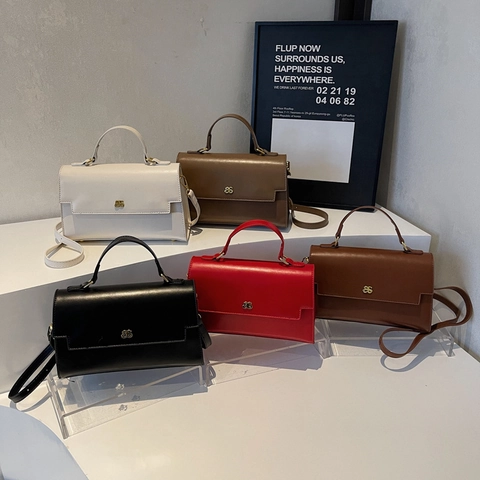 Borsa a Tracolla da Donna in Pelle PU Retrò Borsa a Tracolla Rettangolare con Patta con Fibbia in Metallo Dorato Borsa a Mano Pendolarismo