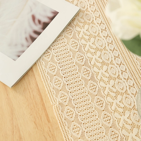 Vintage Lace Table Runner Polyester Crochet Hollow Out With Tassel Fringe For Dining Table Home Decor Bohemian Style Beige