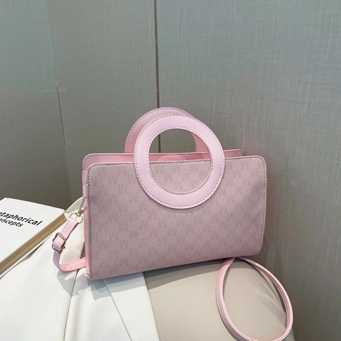Damen Mode Monogramm Buchstabendruck Umhängetasche Mit Rundem Ringgriff PU Leder Handtasche Kleine Quadratische Schultertasche