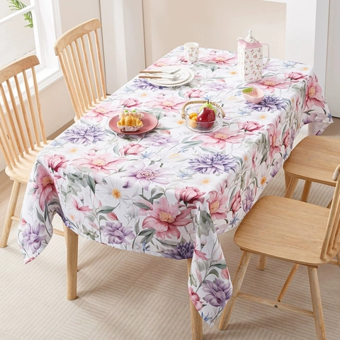 Mantel Floral Romántico Francés Chenille Poliéster Impermeable Antideslizante Impresión Estilo Óleo Cubierta De Mesa