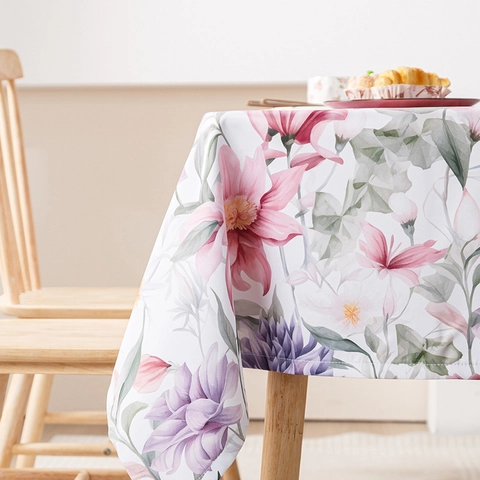 Mantel Floral Romántico Francés Chenille Poliéster Impermeable Antideslizante Impresión Estilo Óleo Cubierta De Mesa