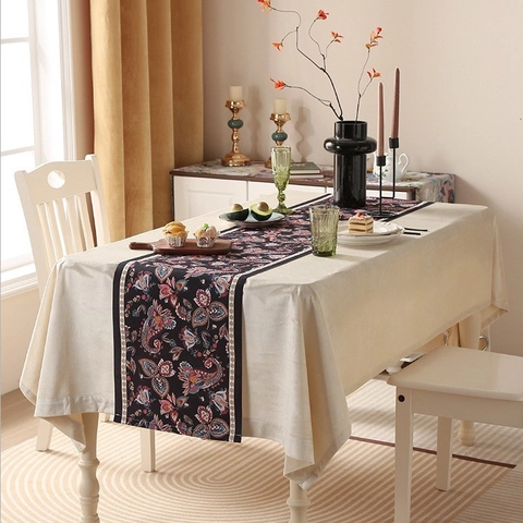 Runner Da Tavolo Vintage Americano In Poliestere Con Motivo Floreale Paisley Impermeabile Resistente Al Calore Per Casa