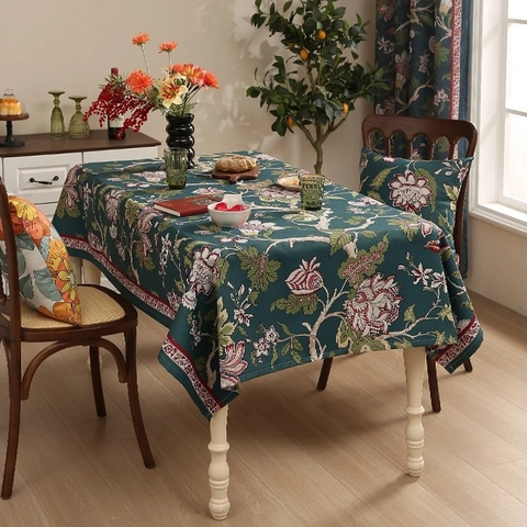 Mantel Floral Vintage Impermeable Resistente Al Aceite Espesado Algodón Lino Cubierta De Mesa Rectangular Decoración