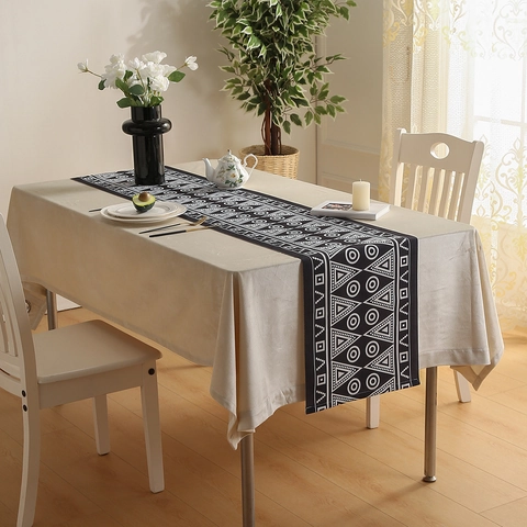 Amerikaanse Minimalistische Tafelloper Polyester Geometrisch Bloemmotief Boheemse Stijl Huis Eetkamer Feest Tafel Decoratie