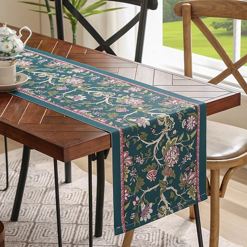 Runner Da Tavolo Stampa Floreale E Paesaggio Impermeabile Tessuto Poliestere Spesso Decorazione Casa Pranzo Stile Retro Elegante