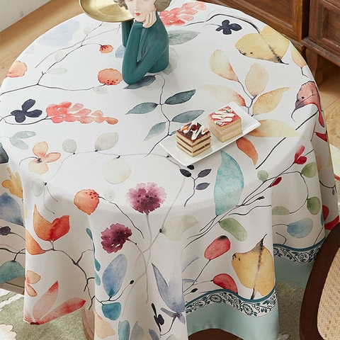 Bloemenprint Waterdicht Oliebestendig Tafelkleed Vintage Ins Stijl Polyester Rechthoekige Tafelbedekking Voor Woonkamer Woondecoratie